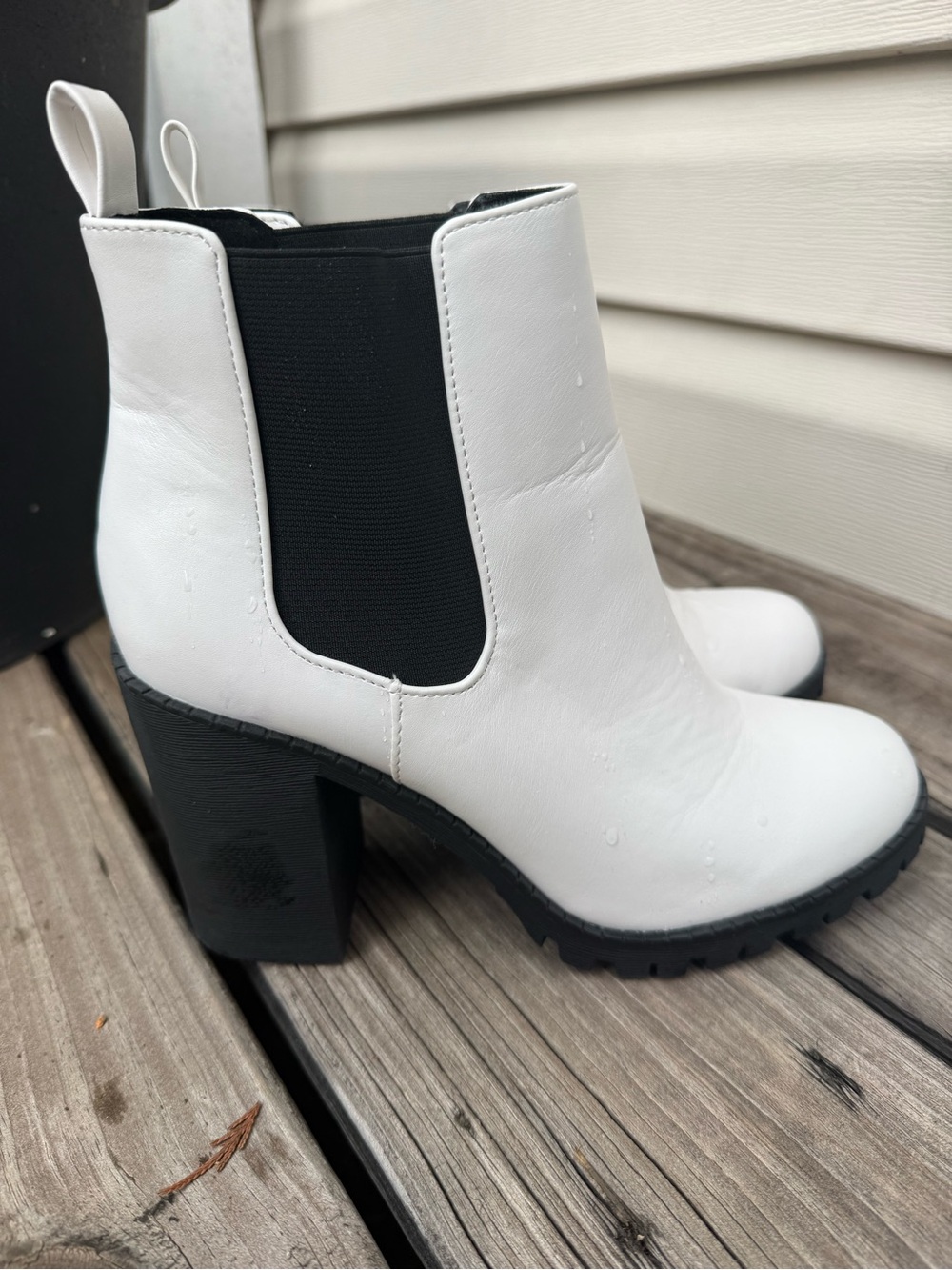 Platform combat boots by SODA White with black soles